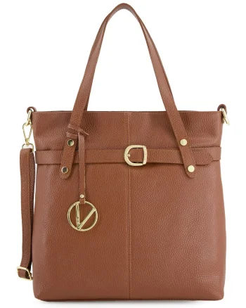 Geanta de umar  model Shopper, piele naturala, maro, 32x30x10cm, curea detasabila 114cm