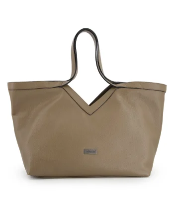 Geanta shopper din piele cu detaliu logo aplicat