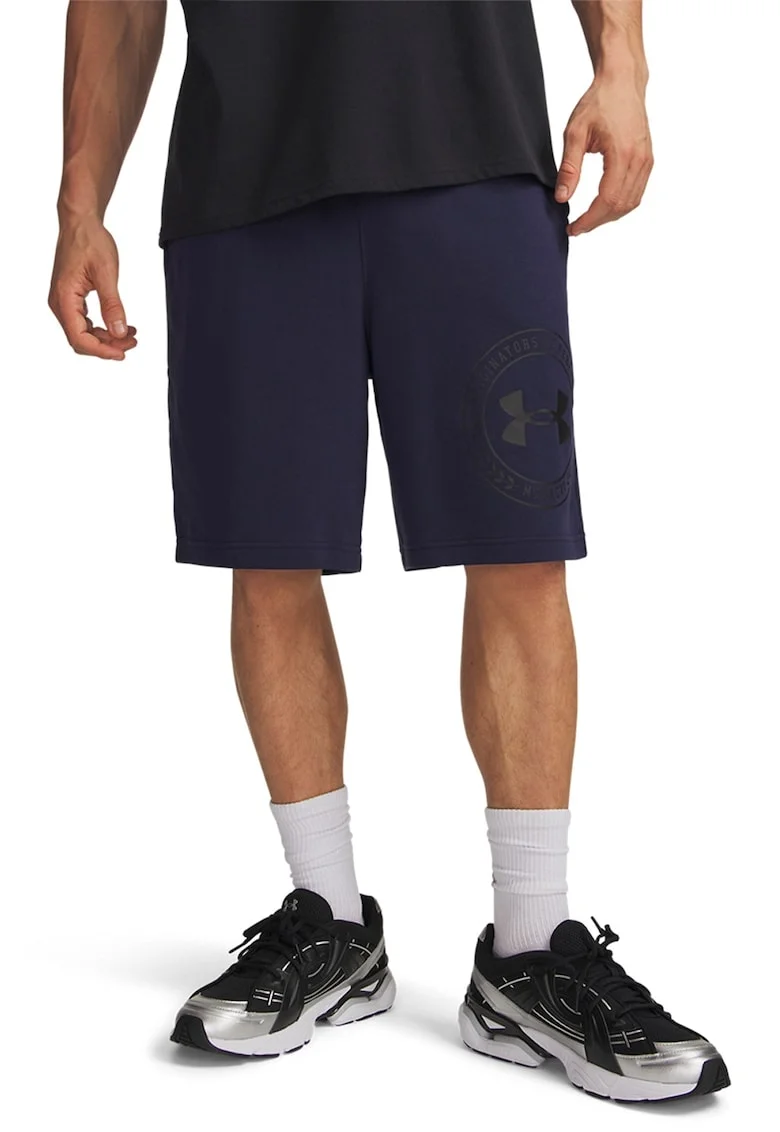 Pantaloni scurti din amestec de bumbac cu croiala lejera si imprimeu logo Rival, Negru stins