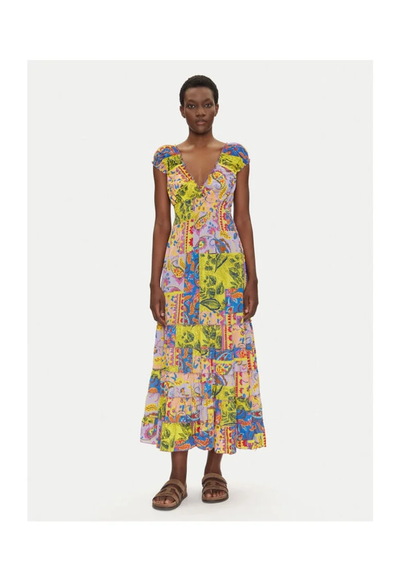 Rochie de vara dama  multicolora, fabricat din materiale usoare
