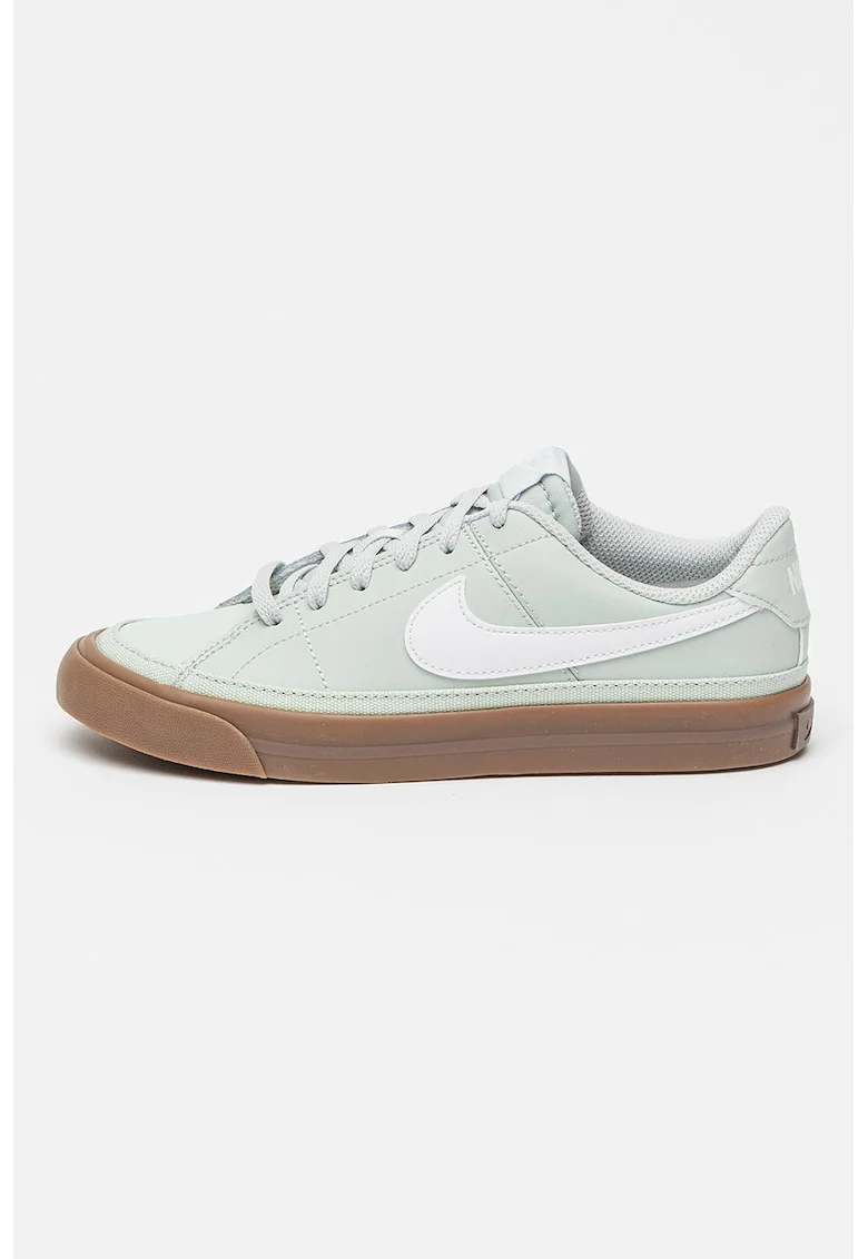 Pantofi sport Court Legacy cu insertii din piele, Alb/Verde pal