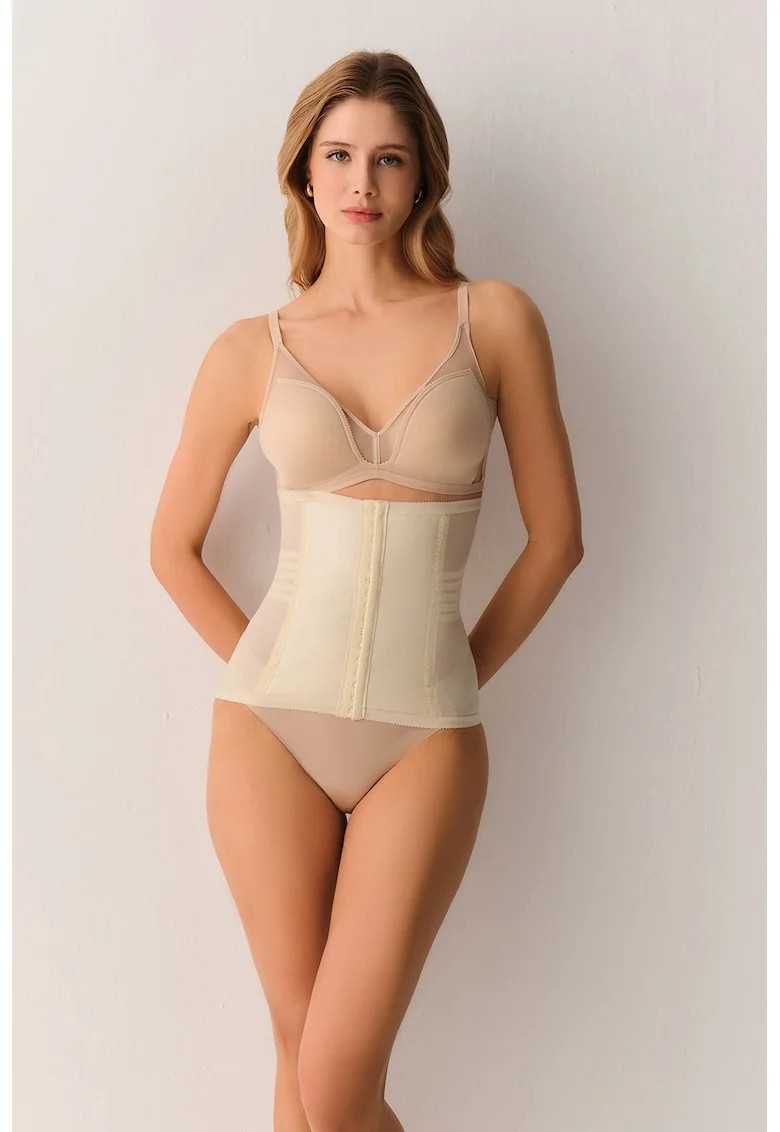Corset lung semitransparent, Bej deschis,