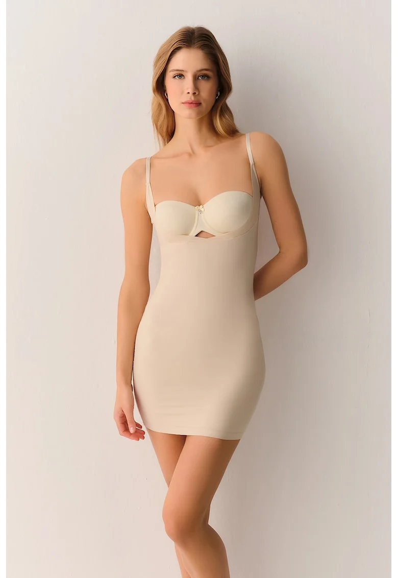 Rochie modelatoare cu bretele ajustabile, Bej deschis,