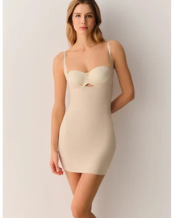 Rochie modelatoare cu bretele ajustabile, Bej deschis,