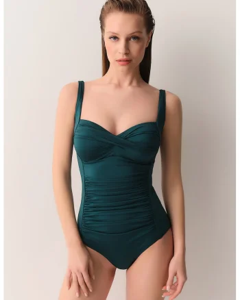 Costum de baie intreg cu model uni, Verde smarald
