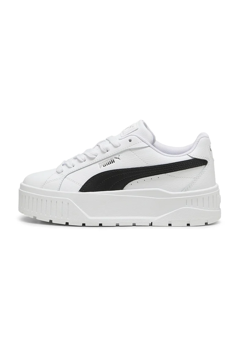 Pantofi sport Karmen II flatform de piele, Alb/Negru