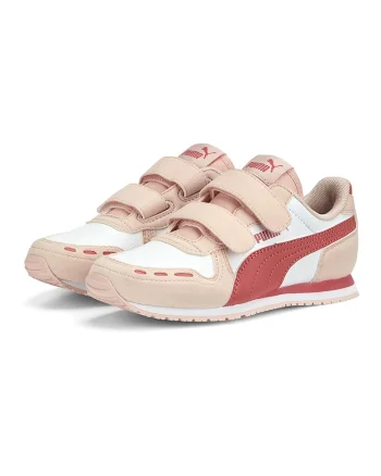 Pantofi sport Cabana Racer SL 20 de piele ecologica cu inchidere velcro, Coral/Piersica/Alb murdar