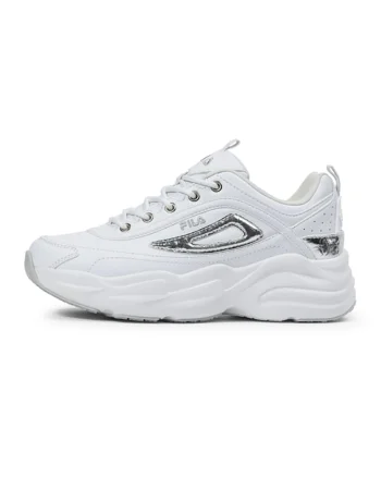 Pantofi sport demi-wedge cu detalii cu aspect metalic, Alb optic/Argintiu