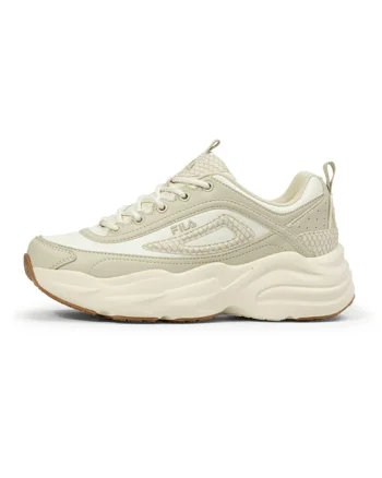 Pantofi sport demi-wedge din piele ecologica, Bej inchis/Alb murdar