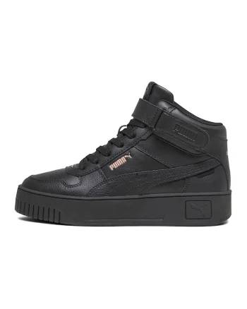 Pantofi sport mid-high de piele si piele ecologica cu banda velcro Carina Street, Auriu/Negru