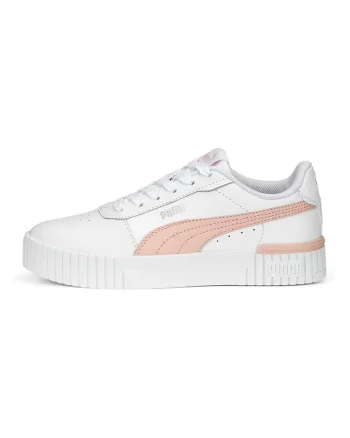 Pantofi sport cu insertii de piele Carina 2.0, Alb/Roz somon