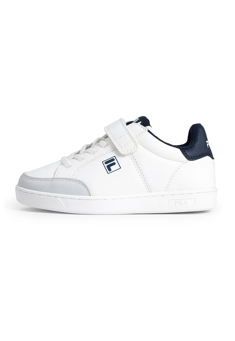 Pantofi sport din piele ecologica cu velcro Courtbay, Alb/Gri deschis/Albastru ultramarin