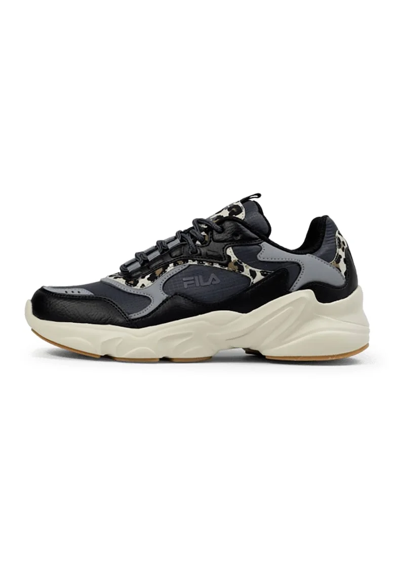 Pantofi sport din material textil cu garnituri din piele ecologica Collene A, Negru/Gri/Bej deschis