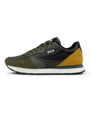 Pantofi sport low-cut cu garnituri de piele intoarsa Hypert, Kaki inchis/Galben mustar