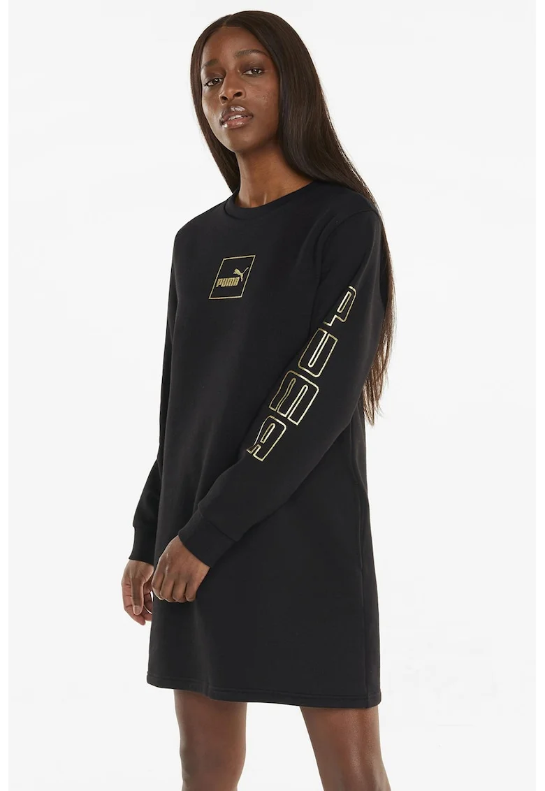 Rochie sport cu imprimeu logo Holiday, Negru