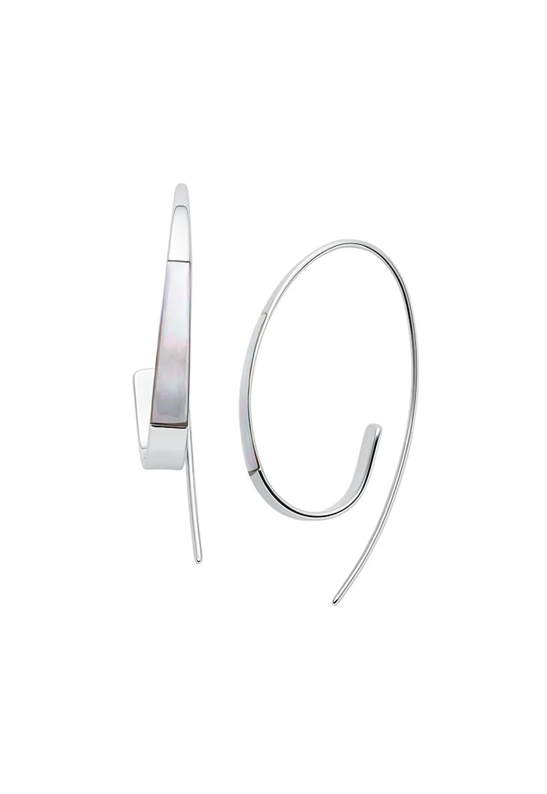Cercei drop cu detaliu Mother of Pearl, Argintiu