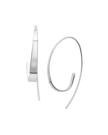 Cercei drop cu detaliu Mother of Pearl, Argintiu