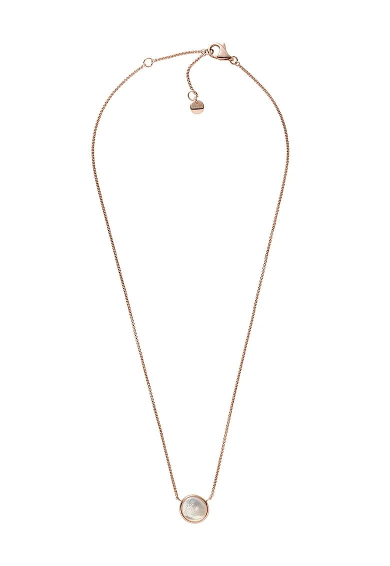 Colier de lant cu pandantiv Mother of Pearl, Auriu rose/Alb