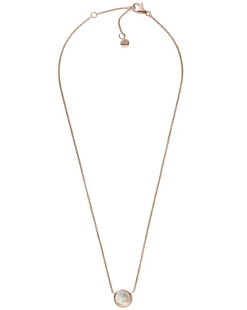 Colier de lant cu pandantiv Mother of Pearl, Auriu rose/Alb
