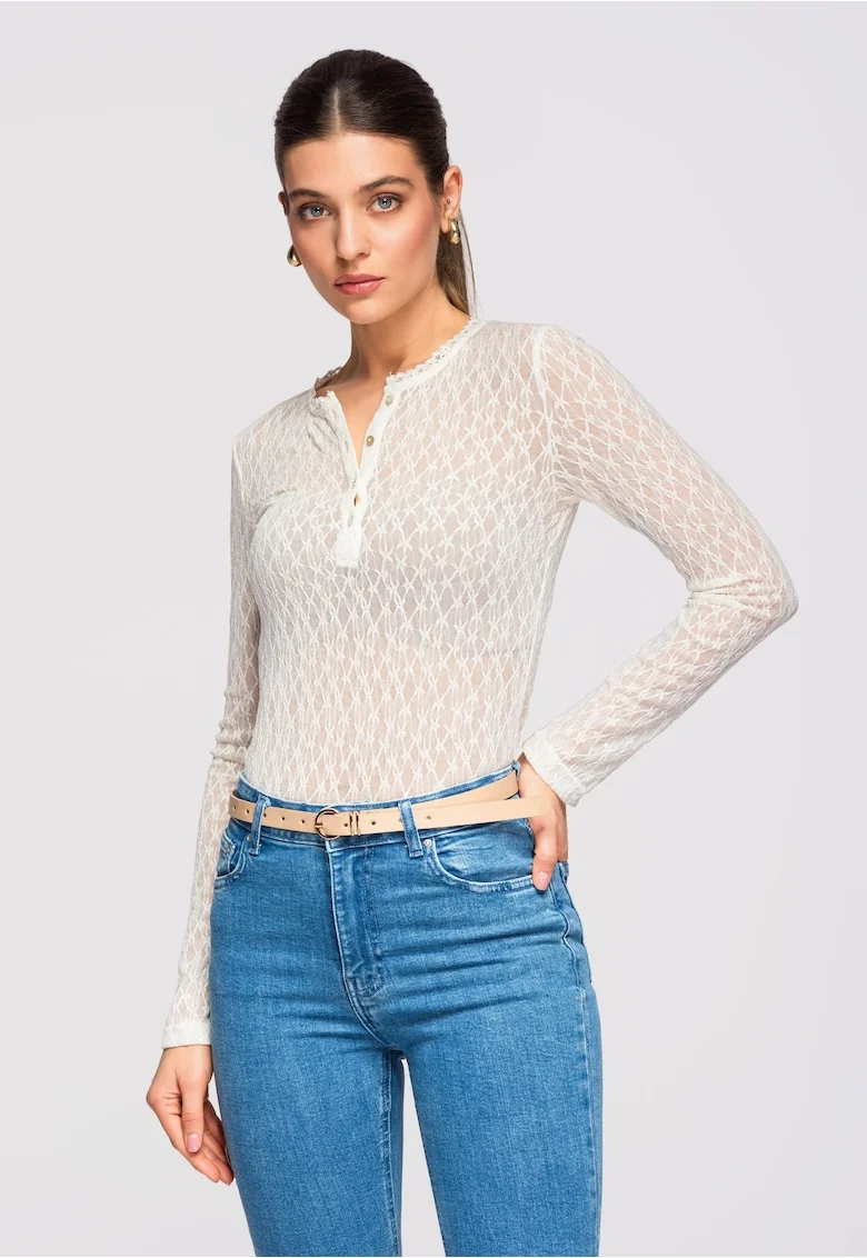 Bluza cu dantela  OW-TS-E0013, Ecru