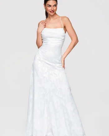 Rochie de seara maxi  LA-OM-DLR307, Alb