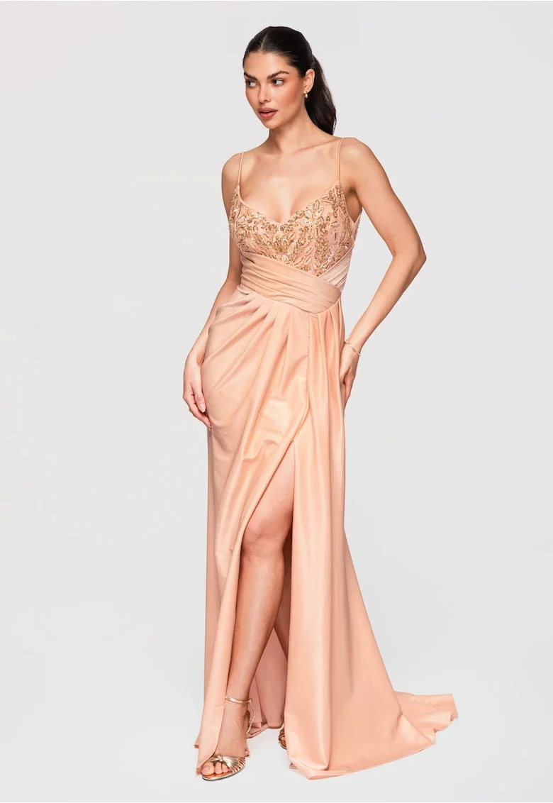 Rochie de seara maxi  LA-OM-DLR132, Bej