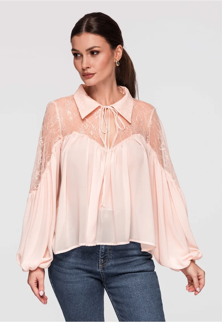 Bluza cu dantela  OW-TS-E0026, Roz