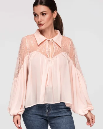 Bluza cu dantela  OW-TS-E0026, Roz
