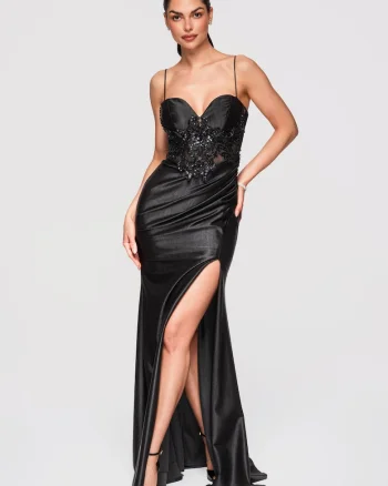 Rochie de seara maxi  LA-OM-DLR332, Negru