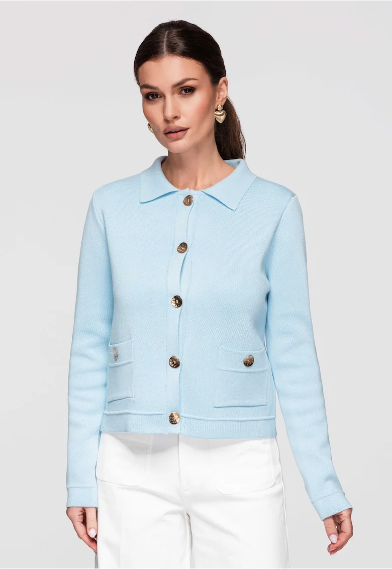 Cardigan din viscoza  OW-SWCD-0103, Albastru