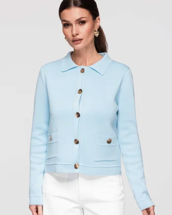Cardigan din viscoza  OW-SWCD-0103, Albastru