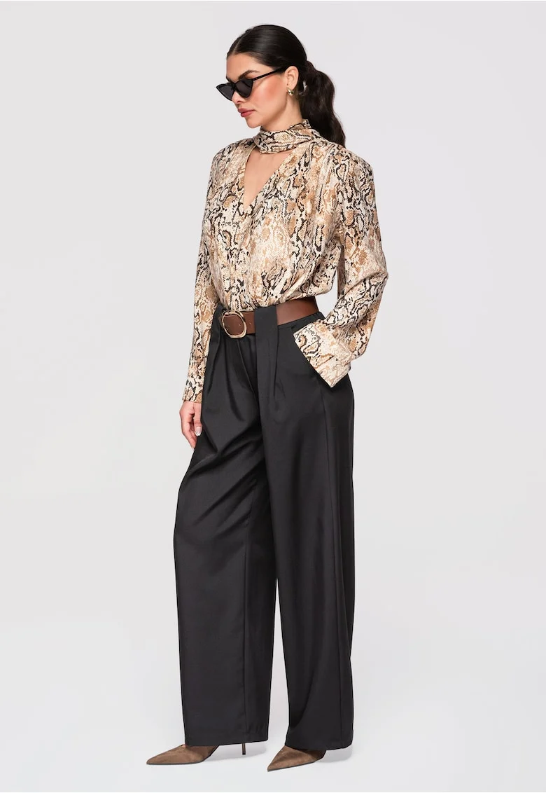 Pantaloni eleganti cu talie inalta  OW-PACP-0101, Negru