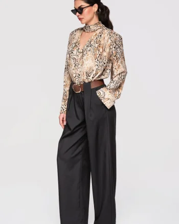 Pantaloni eleganti cu talie inalta  OW-PACP-0101, Negru