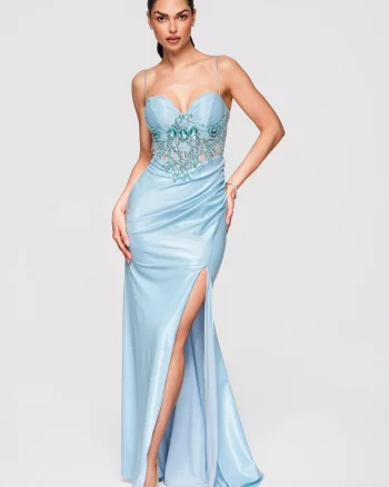 Rochie de seara maxi  LA-OM-DLR332, Albastru