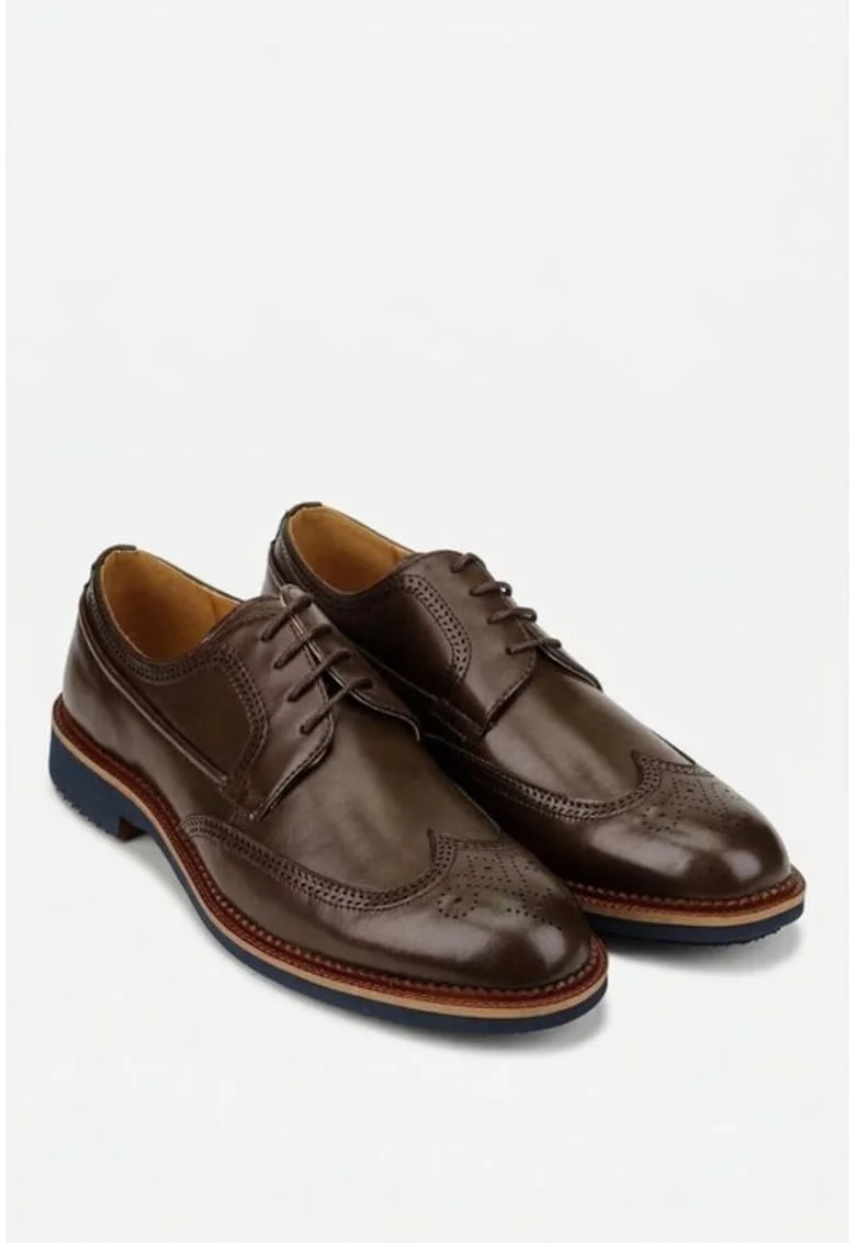 Pantofi barbati din piele naturala - 654875, Maro
