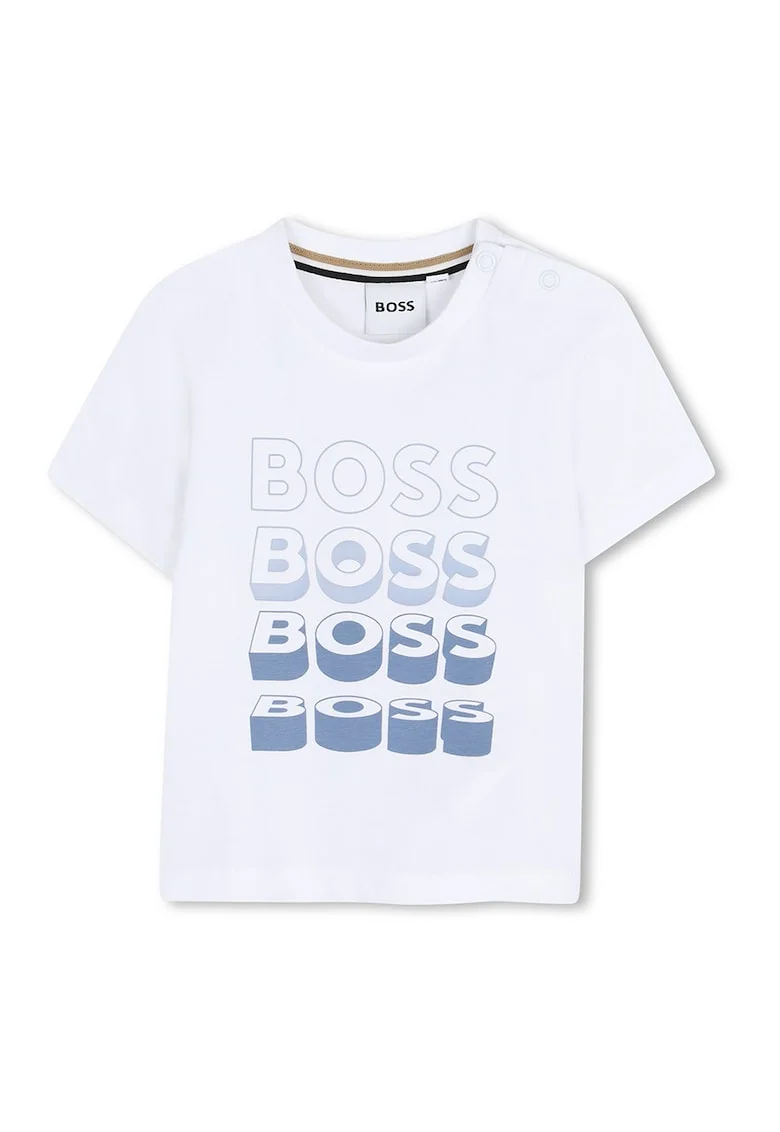 Tricou din amestec de bumbac cu logo, Alb/Bleumarin