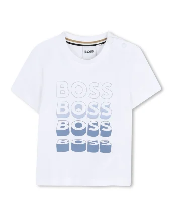 Tricou din amestec de bumbac cu logo, Alb/Bleumarin