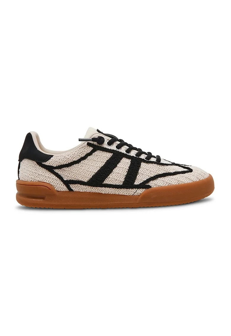 Pantofi sport low-cut cu aspect tricotat, Negru/Alb murdar