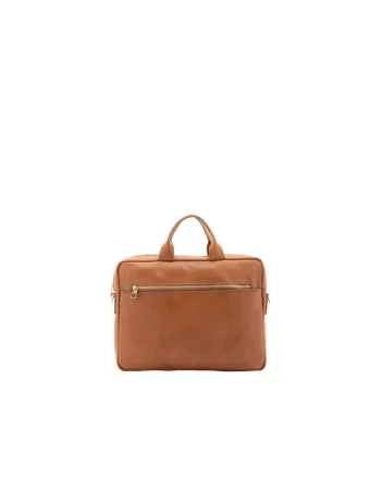 Servieta de piele unisex cu bareta detasabila, Caramel