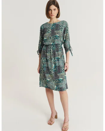 Rochie cu model si maneci 3/4, Multicolor