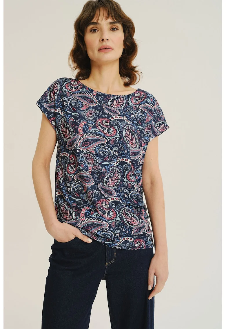 Bluza vaporoasa cu imprimeu, Roz/Bleumarin