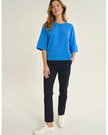 Bluza lejera cu maneci evazate, Albastru royal