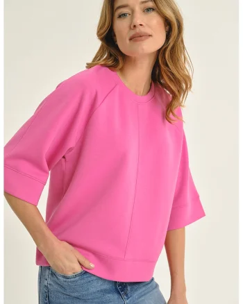 Bluza lejera cu maneci evazate, Fucsia