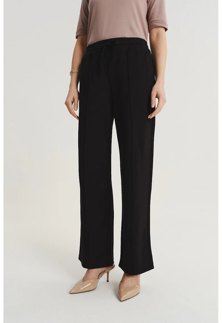 Pantaloni de trening cu croiala dreapta si talie ajustabila, Negru