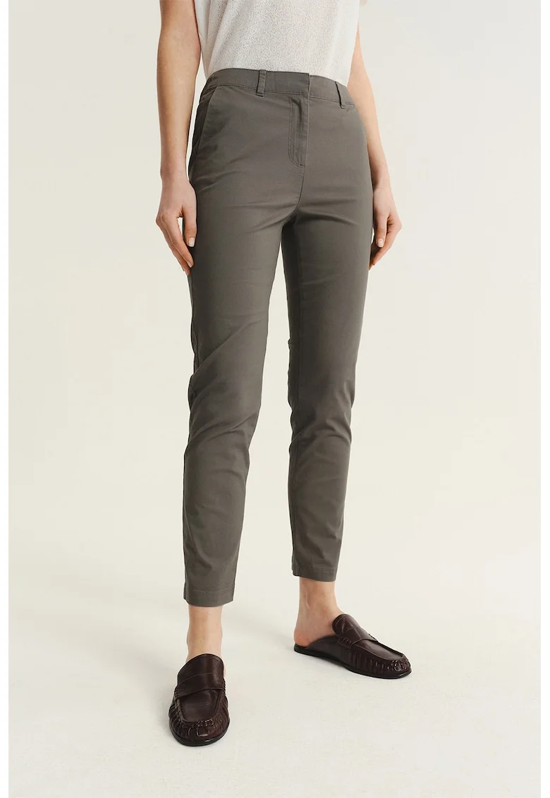 Pantaloni chino crop slim fit, Maro taupe