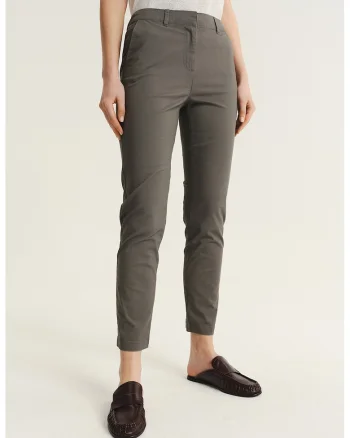 Pantaloni chino crop slim fit, Maro taupe
