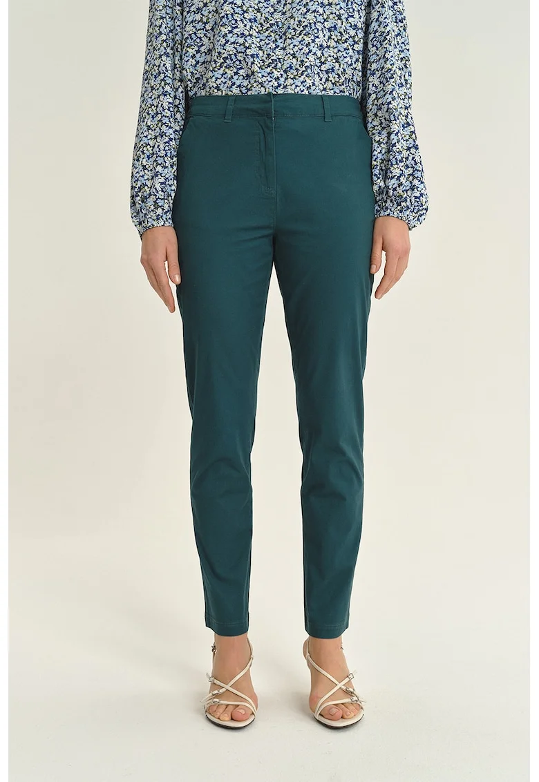 Pantaloni chino crop slim fit, Verde englez