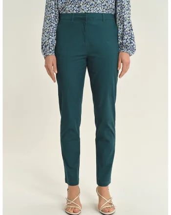 Pantaloni chino crop slim fit, Verde englez