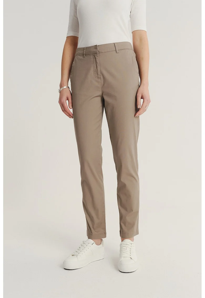 Pantaloni chino crop slim fit, Bej inchis