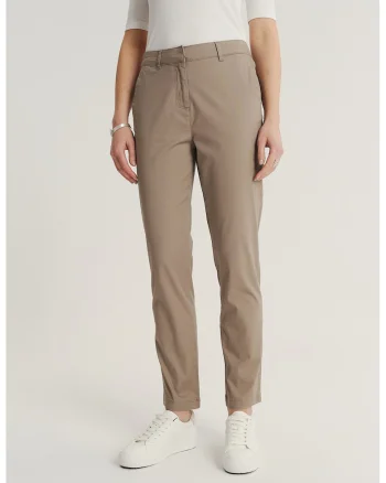 Pantaloni chino crop slim fit, Bej inchis